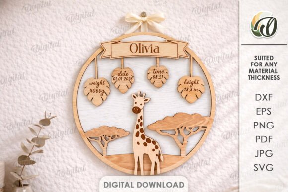 Baby Name Sign with Birth Stats Lasercut: A Design Asset for Meaningful Projects