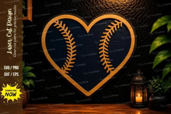Baseball Heart Laser Cut SVG Design