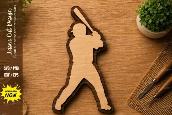 Baseball Player SVG: Precision Laser Cut Designs
