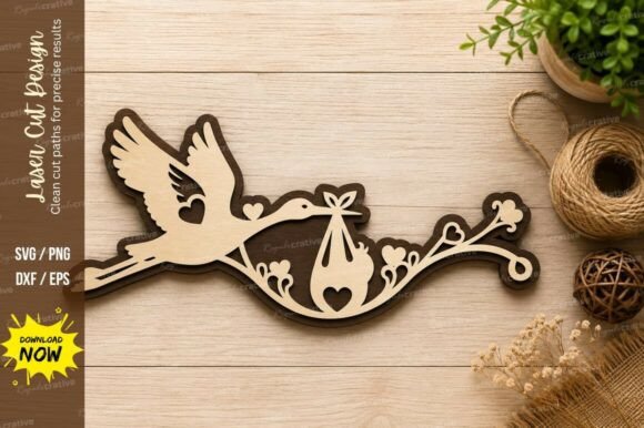 Bird Nest Branch Laser Cut SVG Design for Nature Crafts