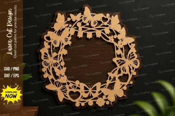 Butterfly Circle Wreath Laser Cut Svg