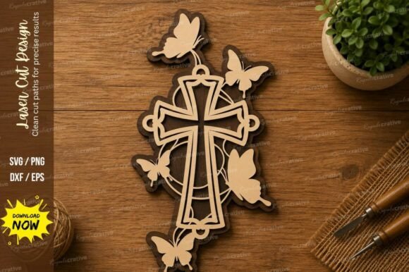 Butterfly Cross Laser Cut SVG: A Christian Design Set