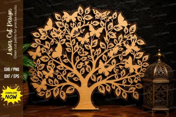 Butterfly Tree Laser Cut SVG Design