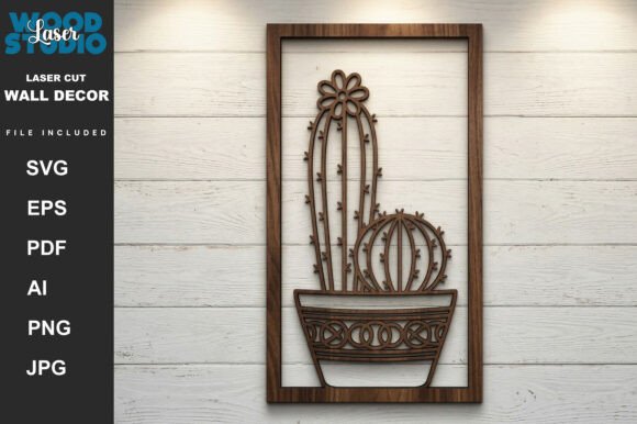 Cactus Wall Decor Laser Cut SVG: Stylish Botanical Art
