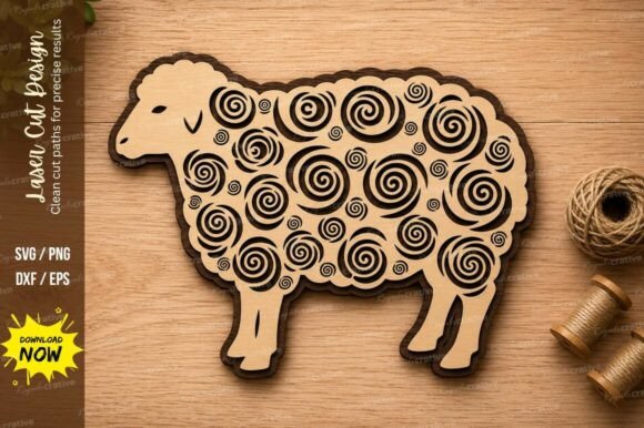 Charming Decorative Sheep Laser Cut SVG Design