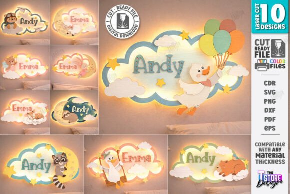 Create a Personalized LED Cloud Night Light with Custom Baby Name