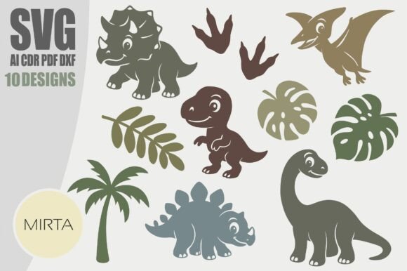Cute Baby Dinosaur SVG Bundle for Laser Crafting