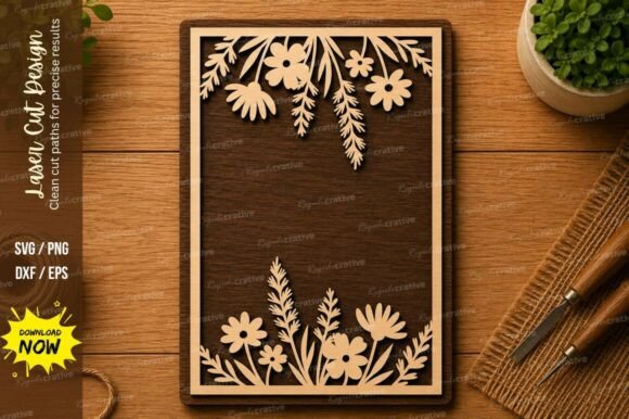 Floral Border Frame SVG | Botanical Laser Cutting Designs