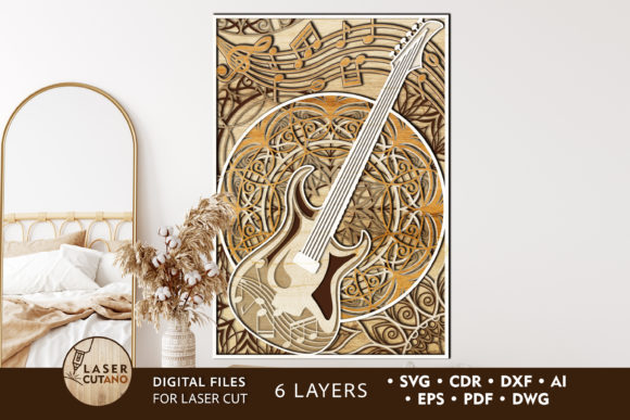 Guitar Layered Cut Design: Create Musical Wall Art
