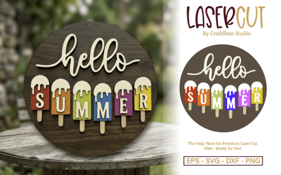 Hello Summer Popsicles Round Door Sign for Crafters