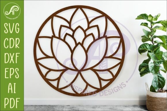 Lotus Flower Wall Art SVG Round Mandala