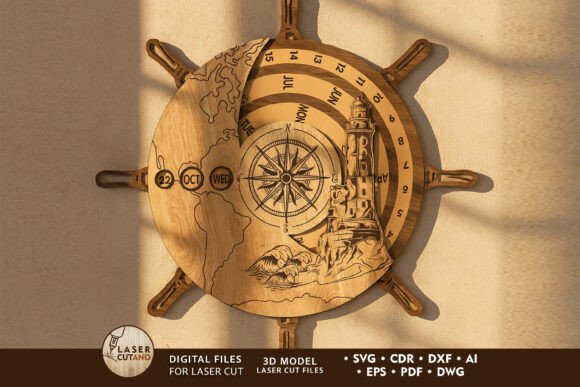 Nautical Perpetual Calendar: Ship Wheel Design