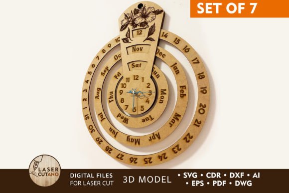 Perpetual Calendar & Clock Set: Creative Wall Art