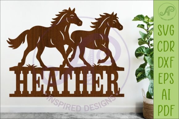 Running Horses Name Sign SVG: Dynamic Horse Art for Your Projects