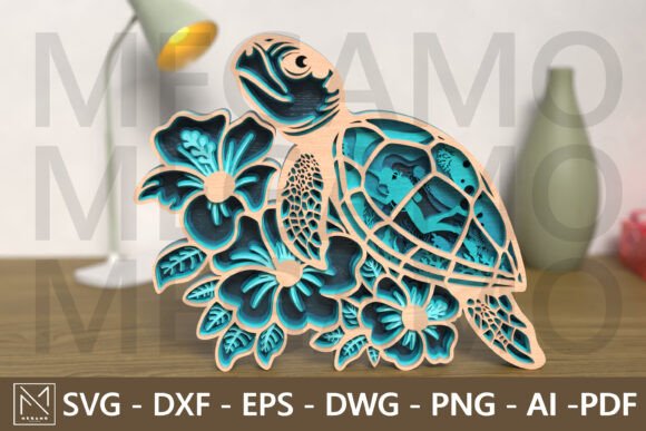 Sea Turtle Layered 6-Layer Laser Cut SVG for Ocean Lovers