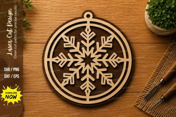 Snowflake Ornament SVG for Winter Laser Projects