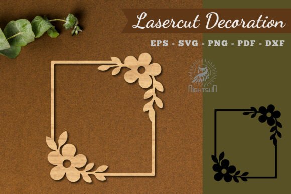 Square Floral Frame Lasercut Decoration for Elegant Designs