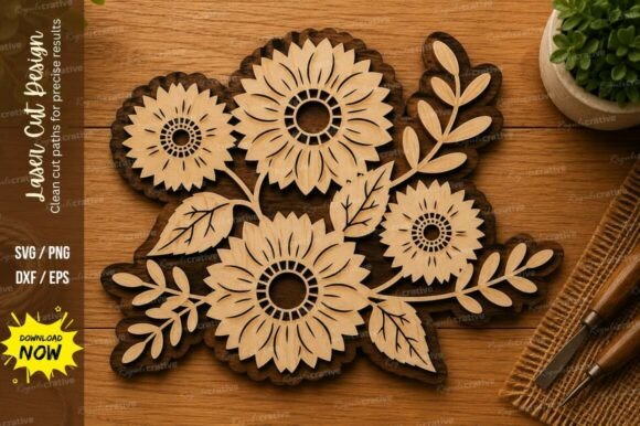 Sunflower Bouquet SVG: A Premium Floral Laser Cut Design