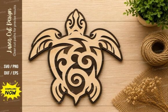 Tribal Turtle Mandala SVG for Laser Cutting