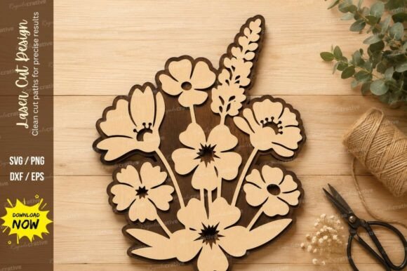 Wildflower Bouquet Laser Cut SVG Design: A Creative Asset